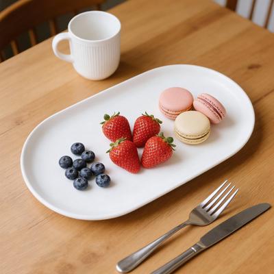 Stackable Fruit Plate Oval Shaped Reusable Dessert Tray Thickened Food Serving Platter for Camping Coffee Table Snacks Food Prep