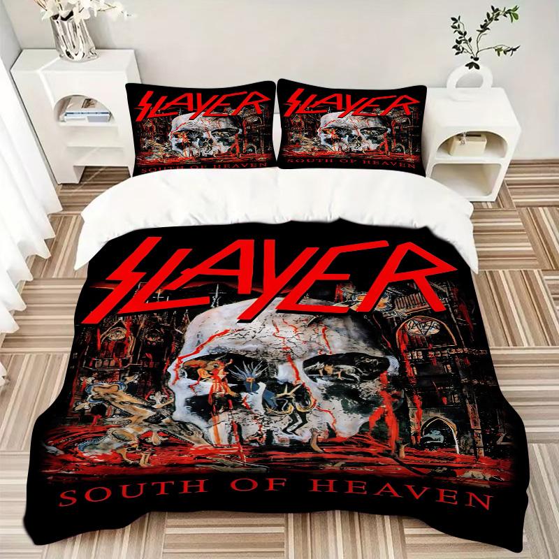 Slayer South Heaven Nadruk 3-częściowy Komplet Pościeli Poszewka na Kołdrę z 2 Poszewkami na Poduszki Domowy Prezent Urodzinowy