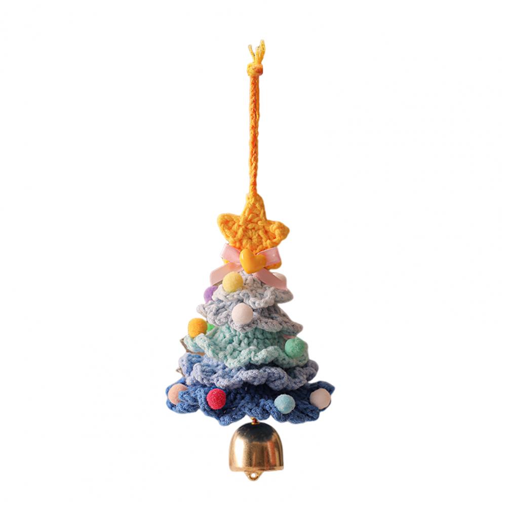 Feiertags-Partydeko Dekorativer Baum Hängeanhänger Festliche Gestrickte Weihnachtsbaum-Ornamente mit Goldener Klingelglocke für Feiertage