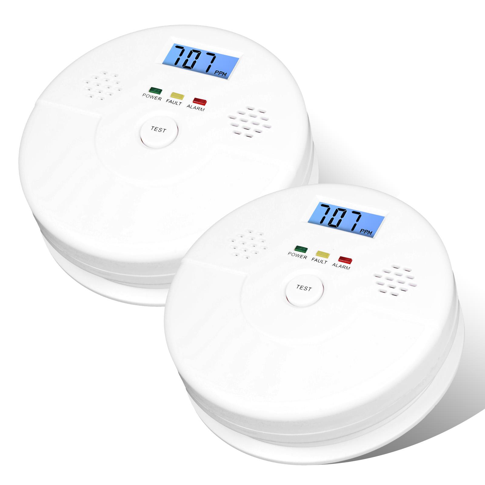 

3 упаковки детектора угарного газа, ЖК-цифровой дисплей, сигнализация 85 дБ, работа от батареи, монитор CO, сигнализация 2 Packs белый