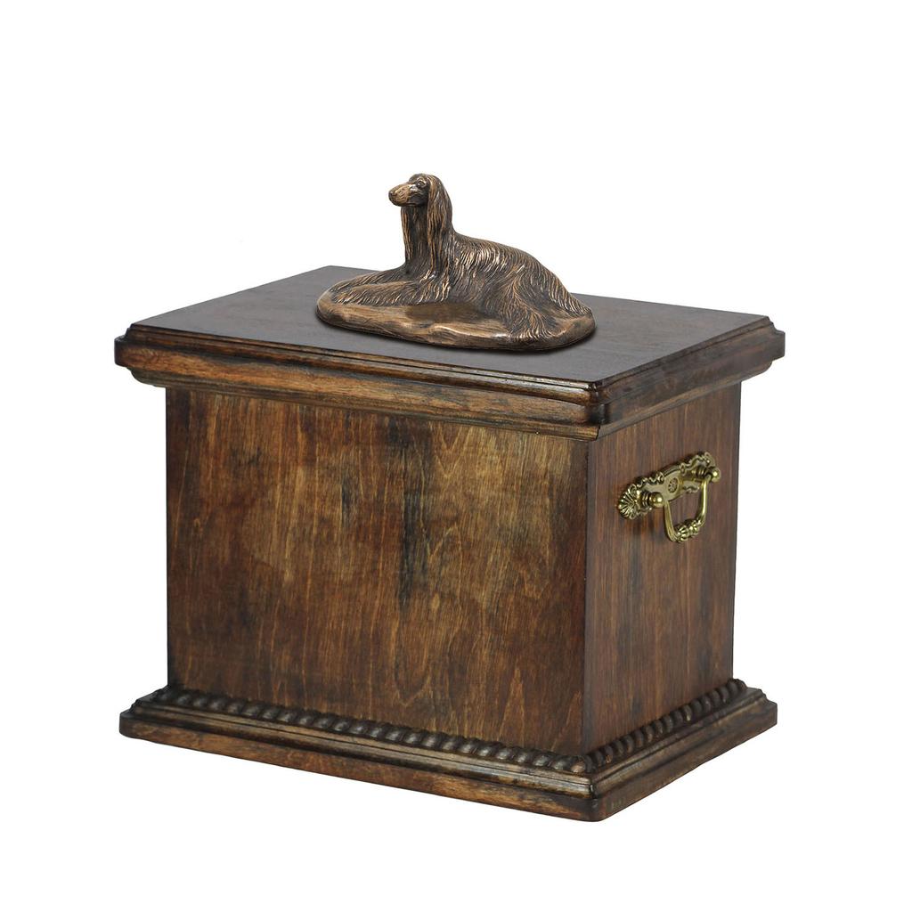 Afghan Hound, Tazi - urn for the ashes of a dog, urn with a statuette, elegant urn in the classic style of the Art-Dog brand