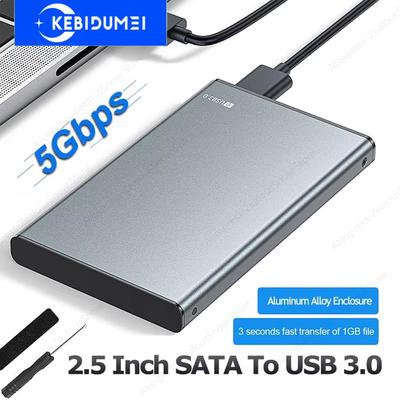 2,5" Festplattengehäuse HDD-Gehäuse 2,5 Zoll SSD SATA zu USB 3.0 Adapter 5 Gbit/s Aluminiumlegierung Externe Festplattenbox für PC