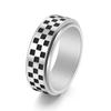Schwarz-Weiß-Schachbrett Spinner Ring für Männer Titanstahl Edelstahl Mode Persönlichkeit Fingerring