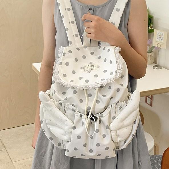 Schulrucksack Großhandel Niedlicher Gepunkteter Rucksack Weiblich Reise Leicht Nischen-Design Mädchen Rucksack Gewürz Schüler Klasse Schultasche