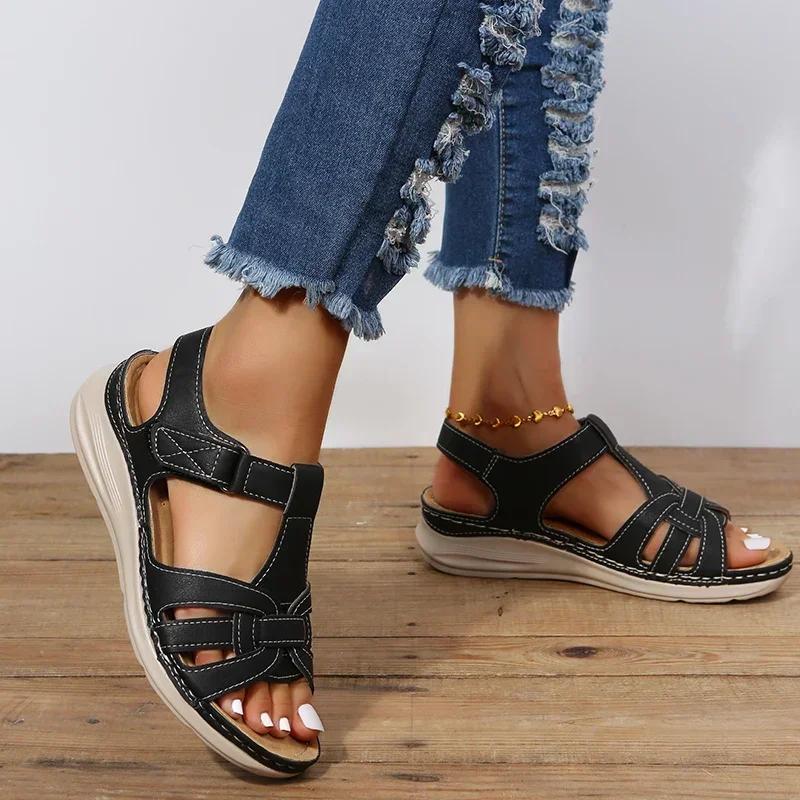 Women's Premium Orthopedic Sandals 2025 Summer New Fashion Open Toed Beach Slippers Ladies Wedge Platform Shoes Zapatos De Mujer