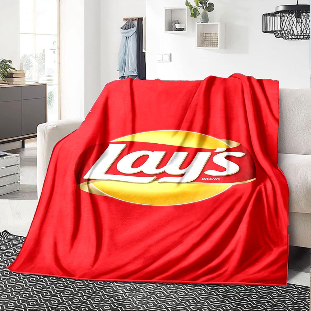 Lay'S Potato Chip Logo Flannel Blanket Super Soft Warm Cozy Blanket for Sofa Bed Office Travel All‑Season Home Decor Gift