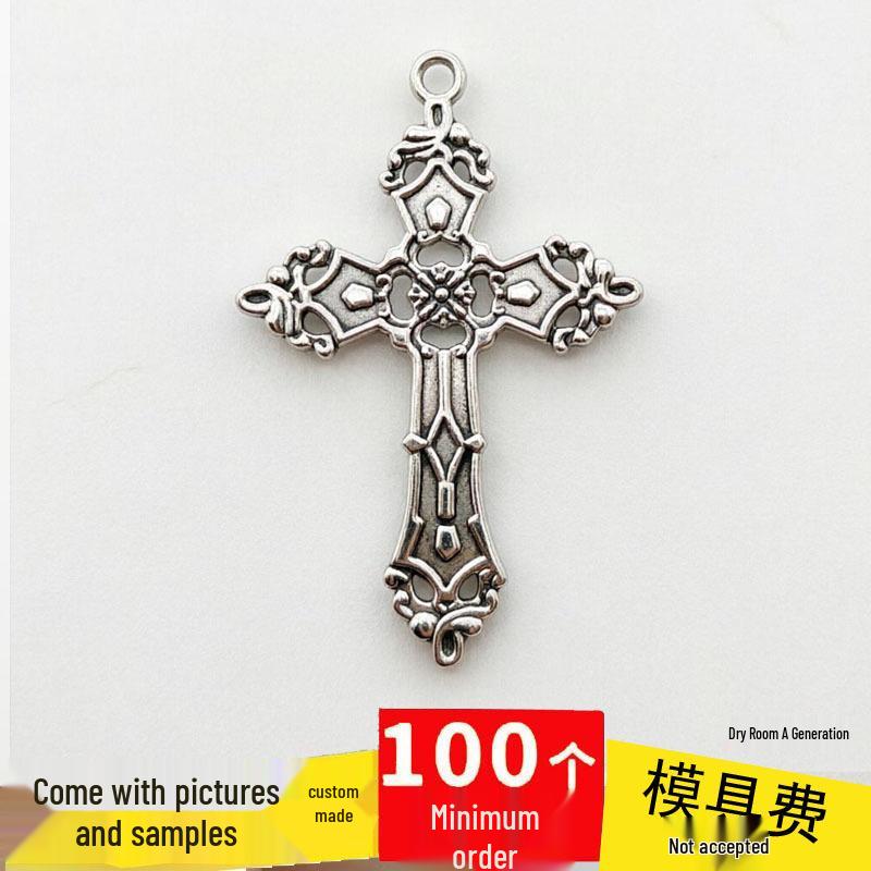 Retro Silver Vine Pattern Cross Men s Necklace Pendant