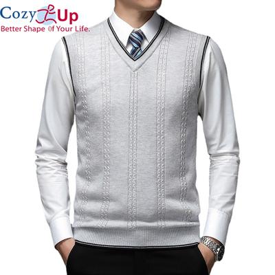 Solid Wool Pullover Sweater V Neck Knit Vest Men Trendy Sleeveless Casual Men