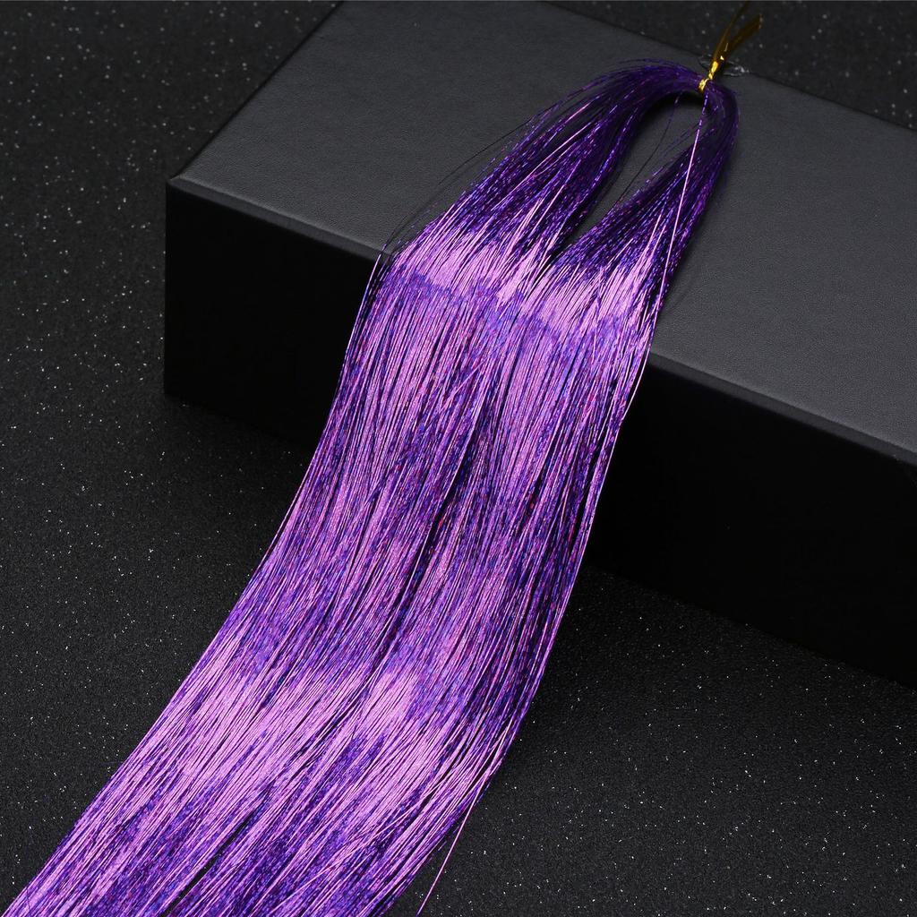 48inch Shiny Sparkle Hair Tinsel Kit Rainbow Women Colorful Glitter Bling Hair Extension Twinkle Hair Dazzles Accessories for