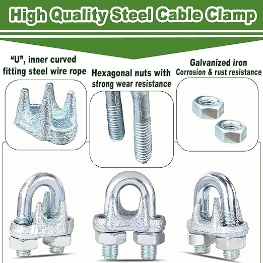 1 PCS Silver Stainless Steel U-Bolt Type Wire Rope Clip Clamp Bolt M3-M12mm Household Hardware for Working