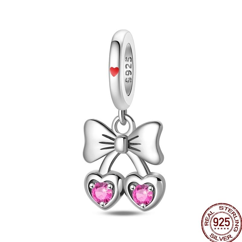 100%Stering Copper Crystal Slippers Charms Beads Swan Rose Pendant Fit Original 3Mm Bracelet Diy For Women Fine Jewelry