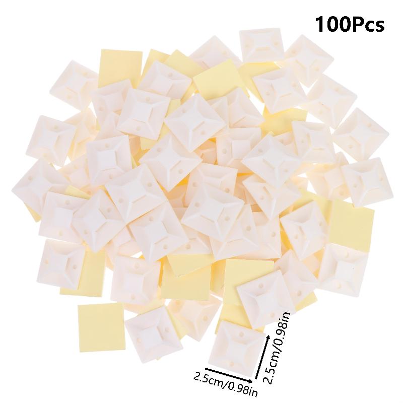 100Pcs Self Adhesive Cable Tie Holder Wire Fixing Base Strong Sticky Cable Tie Holder Organizer For Home Office Wire Storage