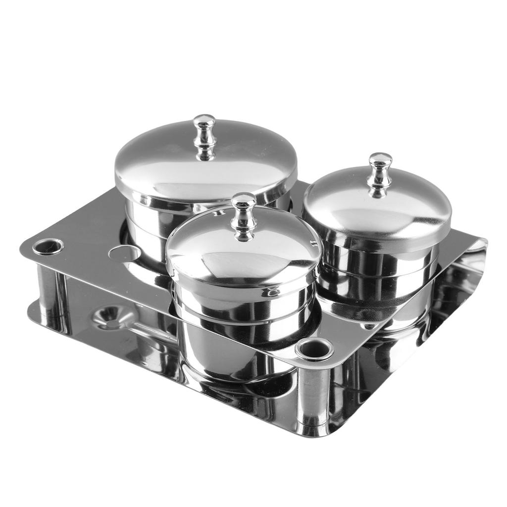 3pcs Stainless Steel Nail Art Mini Powder & Liquid Set Cans Storage Box Compact Manicure Tools