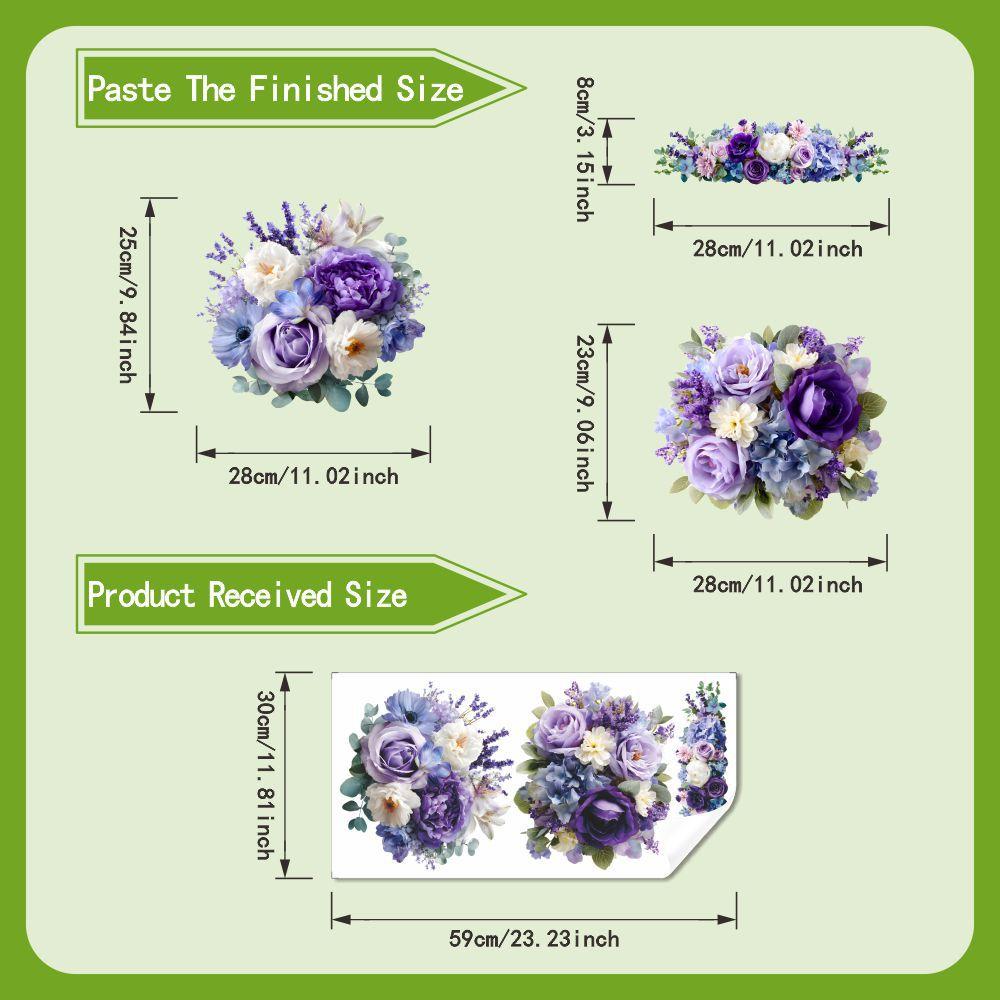 

Серия Синяя Цветочные Наклейки на Стену в Туалет - Роскошные Наклейки для Украшения Ванной Комнаты - Водонепроницаемые Наклейки для Ванной