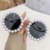 2024 New Luxury Round Frame Pearl Sunglasses Women Men Ins Fashion Metal Wave Leg Gradient Sun Glasses Traveling Oculos UV400