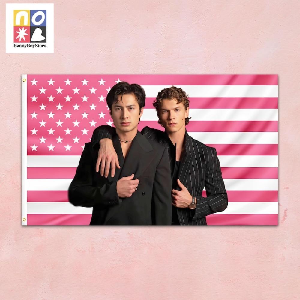 

Two Guys Pink Flag Tapestry Single Sided 2D Print Soft Polyester Wall Tapestry Bedroom Living Room Decor Bold Stylish Vibe Gift 74x94cm(29x37in)