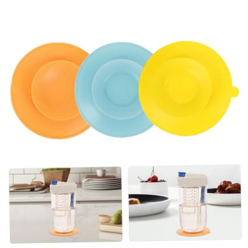 Silicone Suction Plate and Bowl Holders for Toddlers, 3-Pack with Double-Sided Suction Cups, Non-Slip Stable Feeding System, Assorted Colors