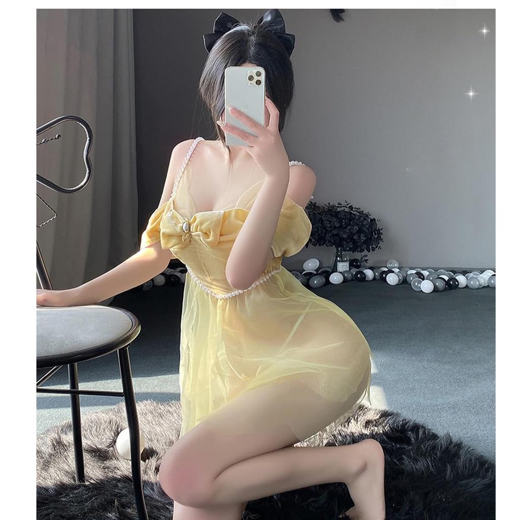 REENEW Sexy Maid Princess Babydoll Extreme Half Slip Puff Princess Perfect for Cosplay Costume, Style, See-Through Lingerie, Erotic, Erotic,