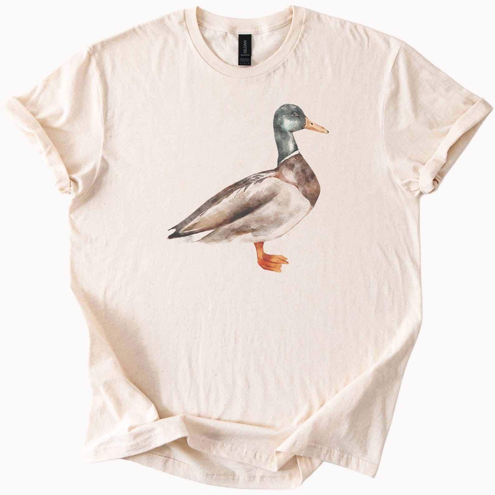 Mallard Duck Watercolor Graphic T Shirt Nature Animal Bird Art Tee Unique Wildlife Lover Shirt Hand Painted Duck Shirt Gift for Her Him 160