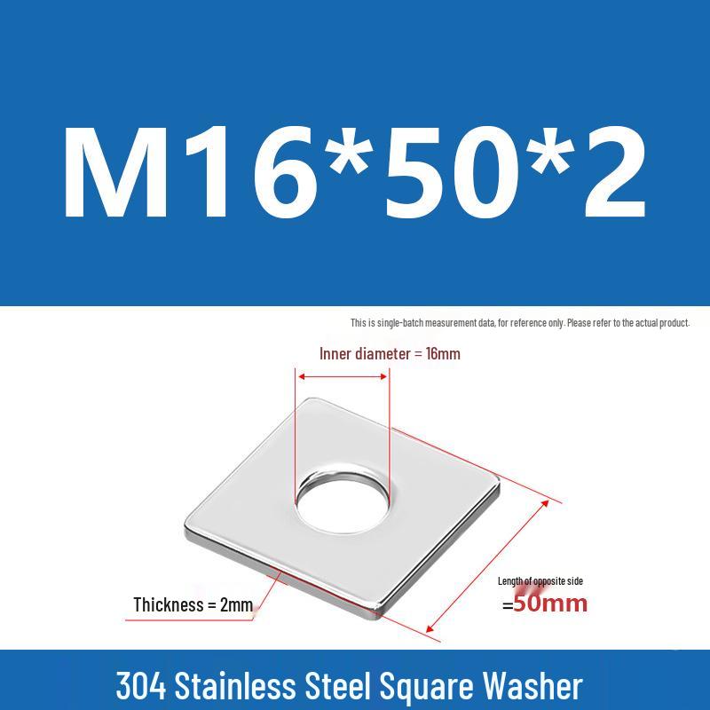 304 Stainless Steel Thickened Square Washer for Curtain Wall (M4-M16)