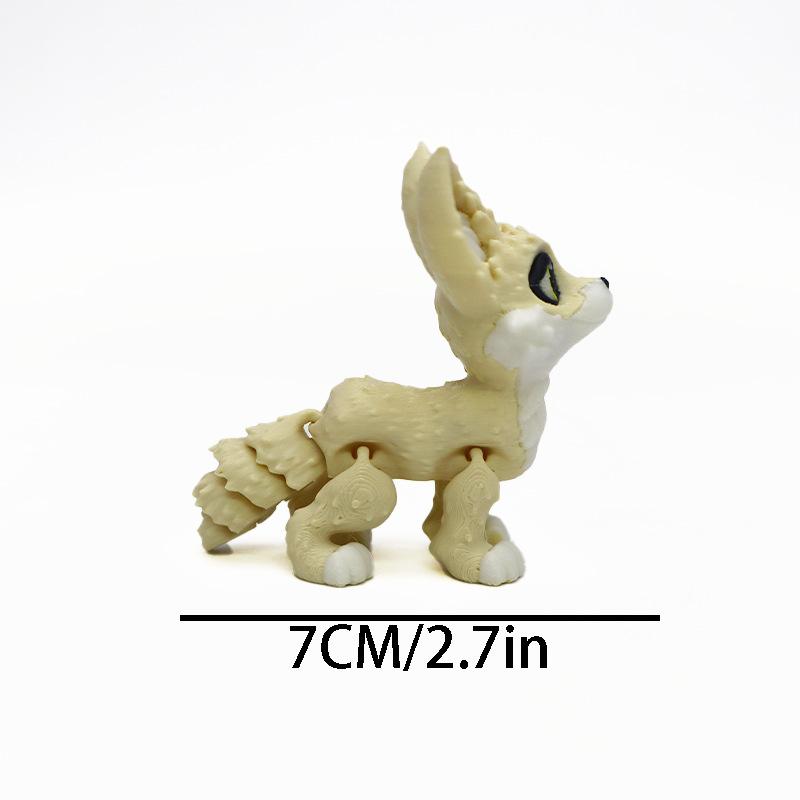 Printed 3D Cute Small Fox Animal Joints Movable Model Toys New Popular Ornament Figurine Model Simulation Toy Desktop Decoration
