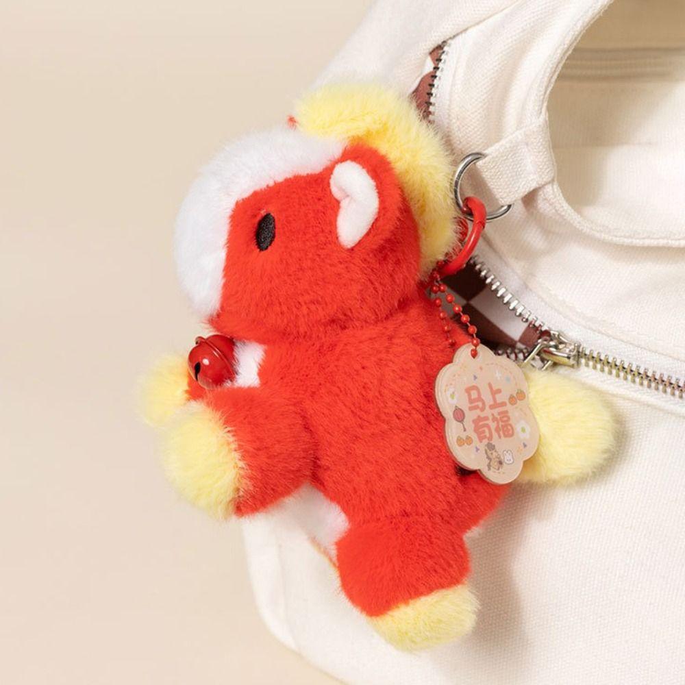 Multiple Colors Horse Pendant Keychain Lifelike Animal Kawaii Style Horse Keychain Soft Material Mini Stuffed Doll Friend Gift