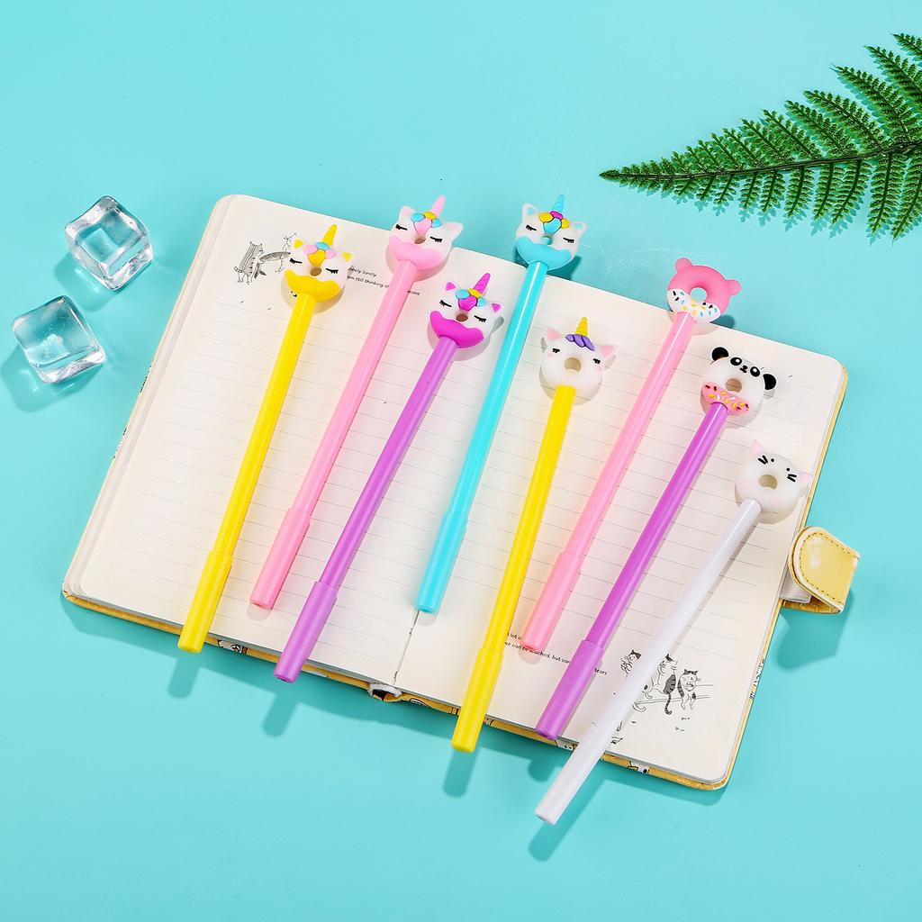 36pcs Creative Animal Donut Shaped Black Neutral Pen, cute Funny Stationery, Perfect for School Student Office Signature Pen, Birthday Party Good