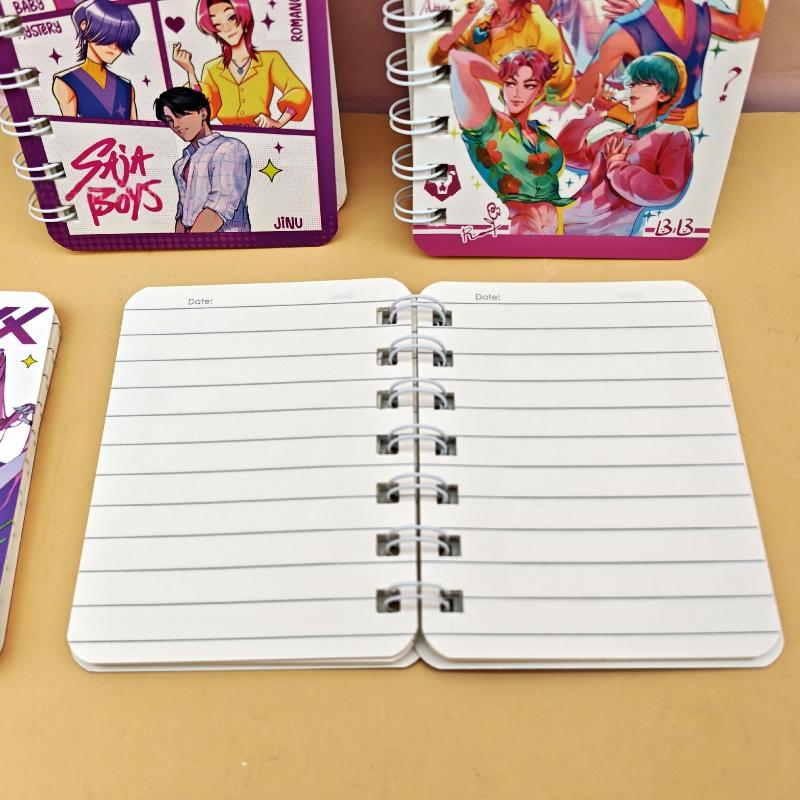 1/3Pcs Kpop Demon Hunters Mini Coil Notebooks For Students Anime Cartoon Kawaii Journal Notebook Fashion Record Notepad Gifts