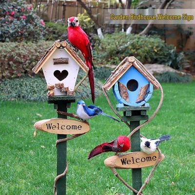 Xian Porcelain Birdhouse with Garden Fence Decor for Outdoor and Balcony Landscaping