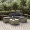 Vidaxl 5-Cz. Garten-Sitzgruppe, Kissen, Grau, Rattan PE
