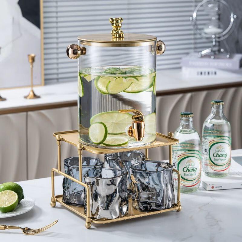 Nierxin Large Glass Cold Water Pitcher with Faucet