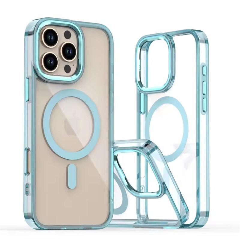 Funda transparente con potente anillo magnético Magsafe y botones metálicos para iPhone 16 Pro Max, 15 Pro Max, 14 Pro, 13, 12 y 11.