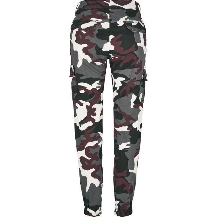 Pantalon Cargo Femme - URBAN CLASSICS - Bordeaux - Taille Haute - Camouflage - Confortable