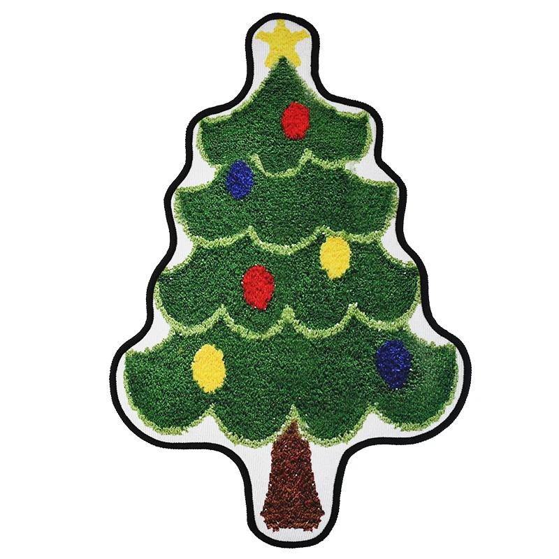 

Christmas Tree Shape Floor Mat Anti Slip Entrance Door Bedroom Bath Toilet Mat Carpet New Year Gift Navidad Home Decoration (As shown-19623)-60x40