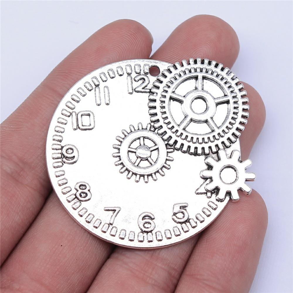 5pcs Charms Gear Steampunk Antique Silver Color Big Gear Steampunk Charms Pendant Jewelry Steampunk Gear Charms