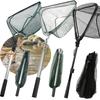 Folding Triangle Fishing Landing Net Telescopic Collapsible Extensible Handle Fishing Hand Net For Fish Carp Trout Catch Release
