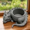 Detailed Dragon Sculpture Pot 3D Printed Lying Flowerpot for Small Green Plants, Decorative Succulents Planter Ornament, Dark Style Figurine
