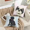 Simple Striped Marine Dog Cushion Cover Silky Short Plush Invisible Zipper Dustproof Sofa Pillow Case For Home Decor