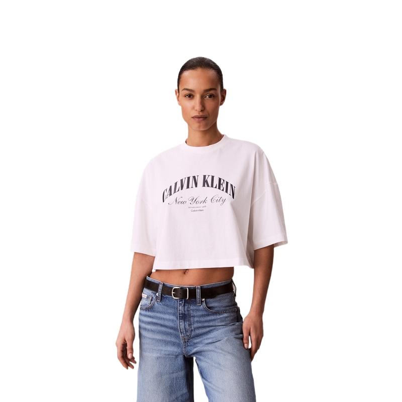 Calvin Klein American Casual College Style Letter Print Cotton Short Sleeve T-Shirt Women tops 47F813G M