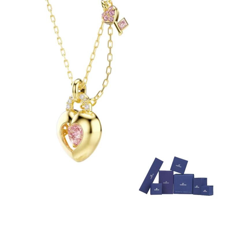 Swarovski heart-key-pendant necklace F-Original brand box розовый