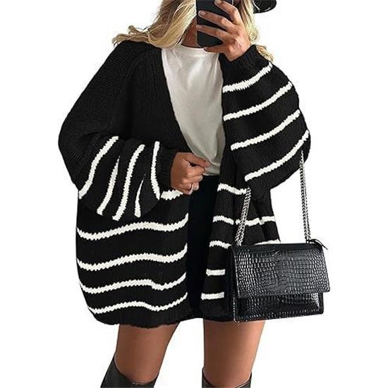 Women's Sweater Solid Color Long-sleeved Casual Loose Cardigan Sweater Jacket