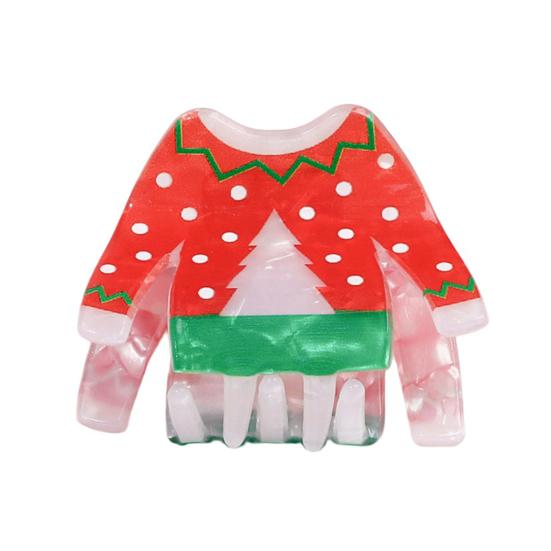 Strong Grip Hair Claw Christmas Themed Hair Clip Christmas Tree Gingerbread Man Snowflake Pattern F