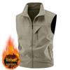 Men's Fleece-Lined Waterproof Stand Collar Vest - Autumn/Winter Casual Sleeveless Outdoor Workwear