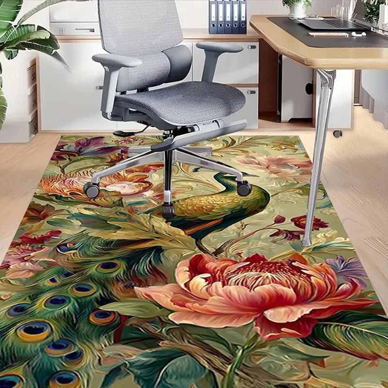 1 Stück Pfauenblumen Extra Groß Rutschfester Boden Teppich, Büro, Familie, Schlafzimmer Großer Bereich Teppich Innen Teppiche, Lebendige Farben