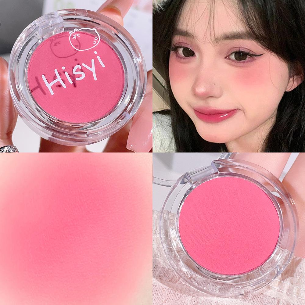 HISYI Single-Color Blush & Eyeshadow: Energetic, Natural Brightening with Fine Shimmer, Matte Highlighter, and Contour for Women.