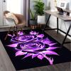 Charming Purple Glowing Rose Chair Mat Office Carpet, Oversized Rug for Home Decor, Sofa Mat, Desk Pad Gift, Suitable for Bedroom, Living Room