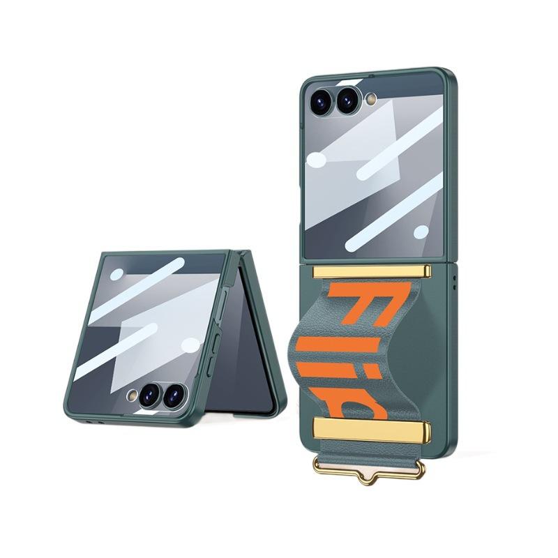 Applicable To Samsung Z Flip1 Mobile Phone Case Ultra-thin Case Film Integrated Wrist Strap Flip1/1/1 Anti-drop Case