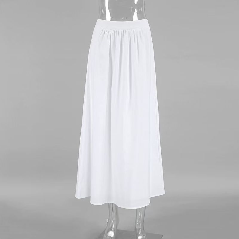 

Western Style Fashion New Cotton Linen White Loose High Waist Skirt Loose High Waisted Skirt White L