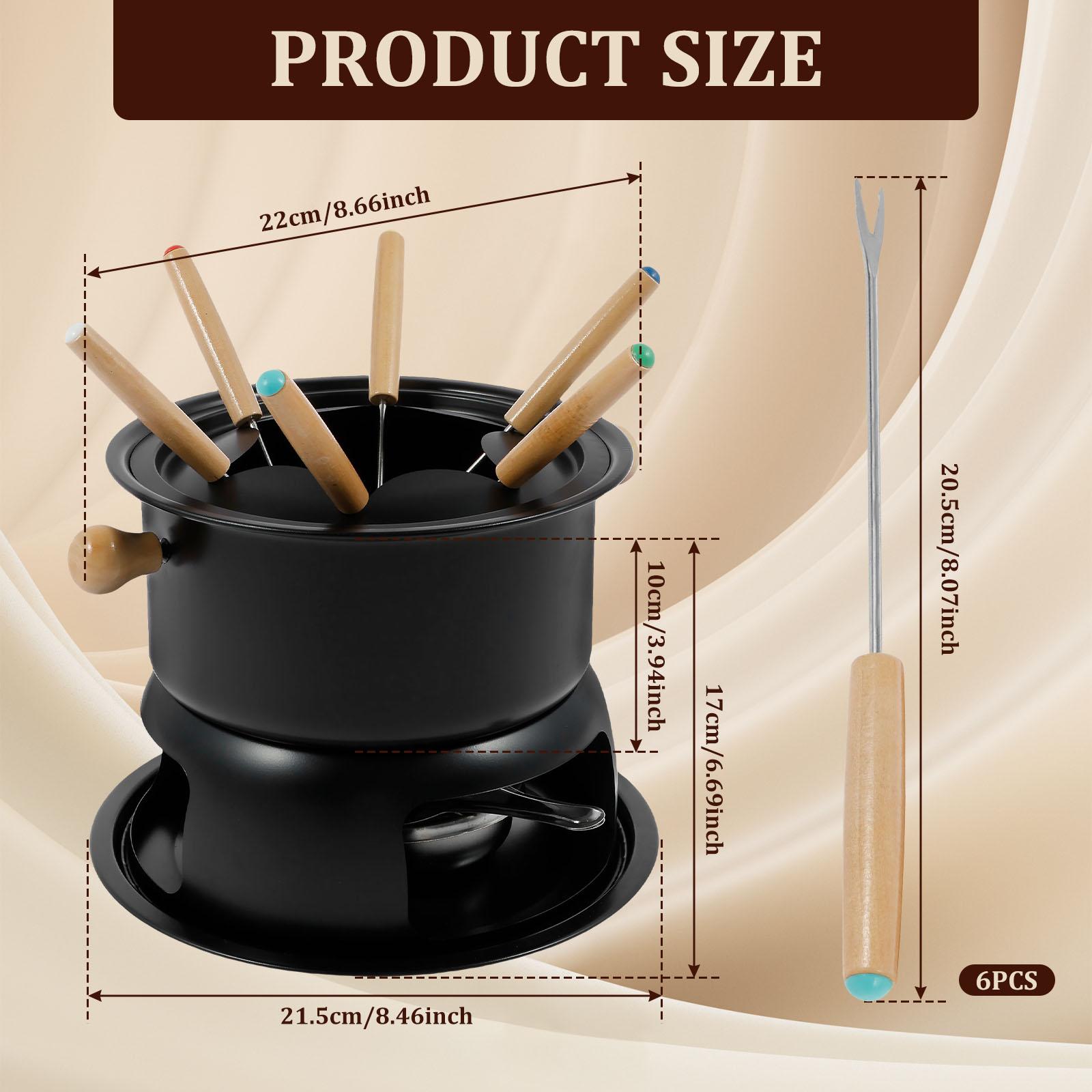 Сырный шоколадный фондю Универсальный набор для фондю Плавильный котел Набор кастрюль для фондю из нержавеющей стали Равномерный нагрев Прибор для фондю с 6 вилками