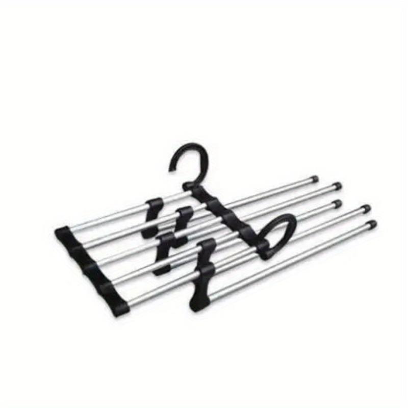 

Multifunction Stainless Steel 5-in-1 Portable Pants Hanger Double Hooks Clothes Hangers Clothes Storage Racks Drying Rack чорний